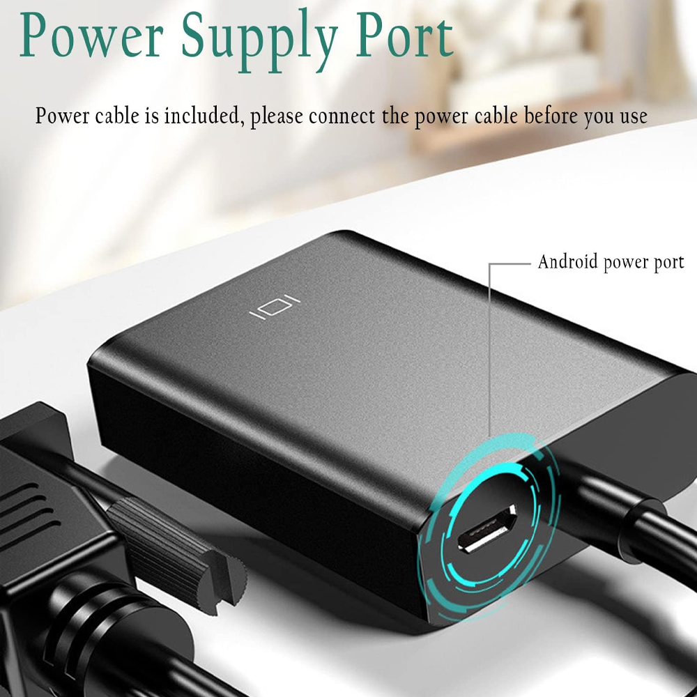 Câble VGA vers HDMI convertisseur 1080p avec câble audio 3,5 mm et câble d'alimentation pour les TV, projecteurs et moniteurs – Image 3
