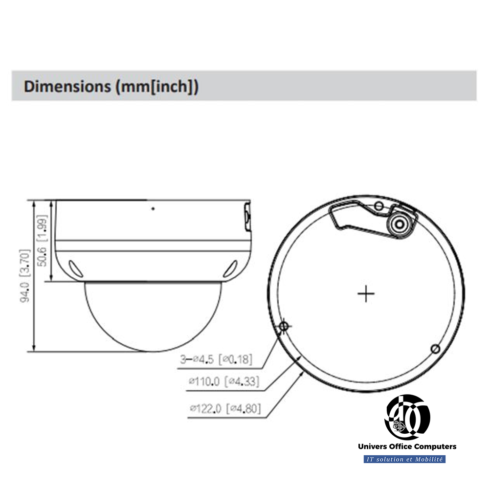 Caméra de surveillance IP Dome - Dahua IPC-HDBW3441R-ZAS - 4MP - WizSense à Focale Variable - 6 Mois – Image 3