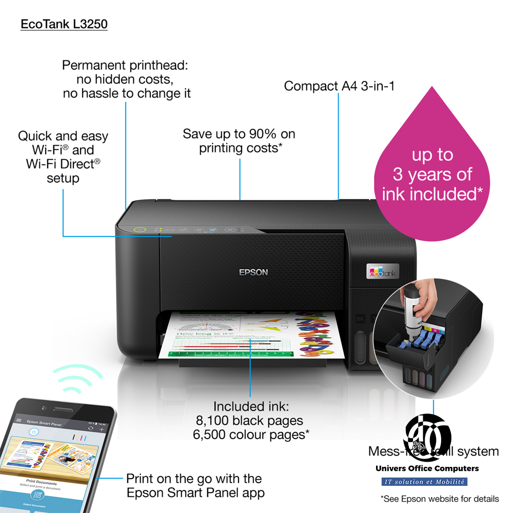 Imprimante Epson L3250 A4 Multifonction EcoTank- 6 mois de garantis – Image 4