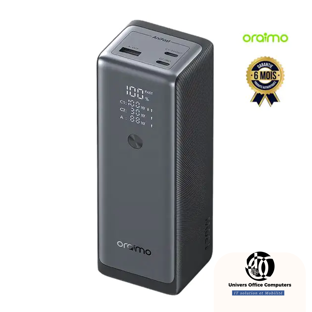 Power Bank - Oraimo PowerJet 130 OPB-727SQ - 27600 mAh - 130 W - Recharge de laptop - Affichage numérique intelligent