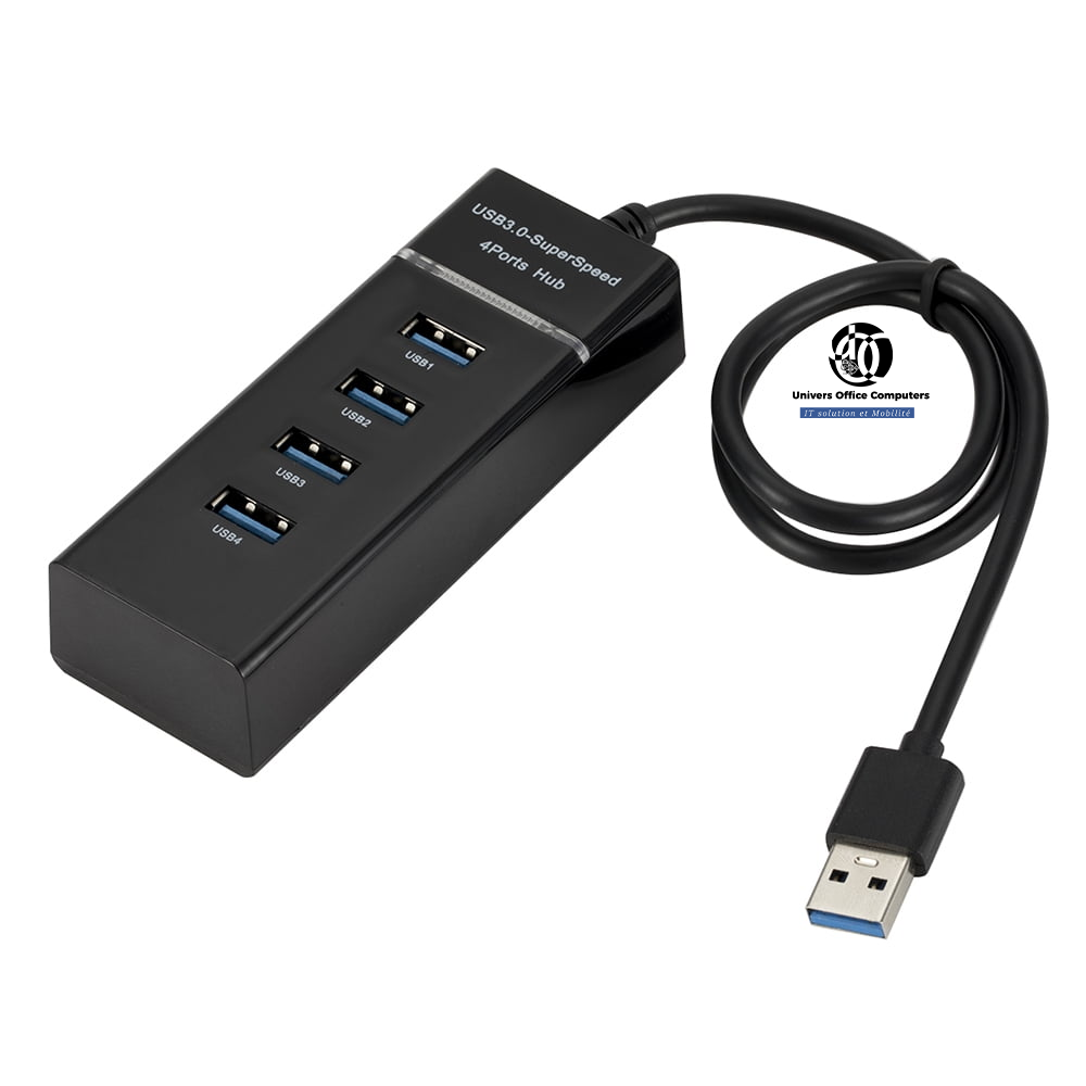 Adapteur Multiports HUB USB 3.0 Avec 4 Ports – Noir vente au Cameroun chez Univers office computers