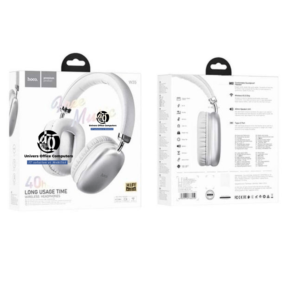 Casque sans fil - HOCO W35 wireless headphones - Bluetooth V5.3 - Interface Usb type-C - Prise de carte mémoire - Garantie 03 mois – Image 2